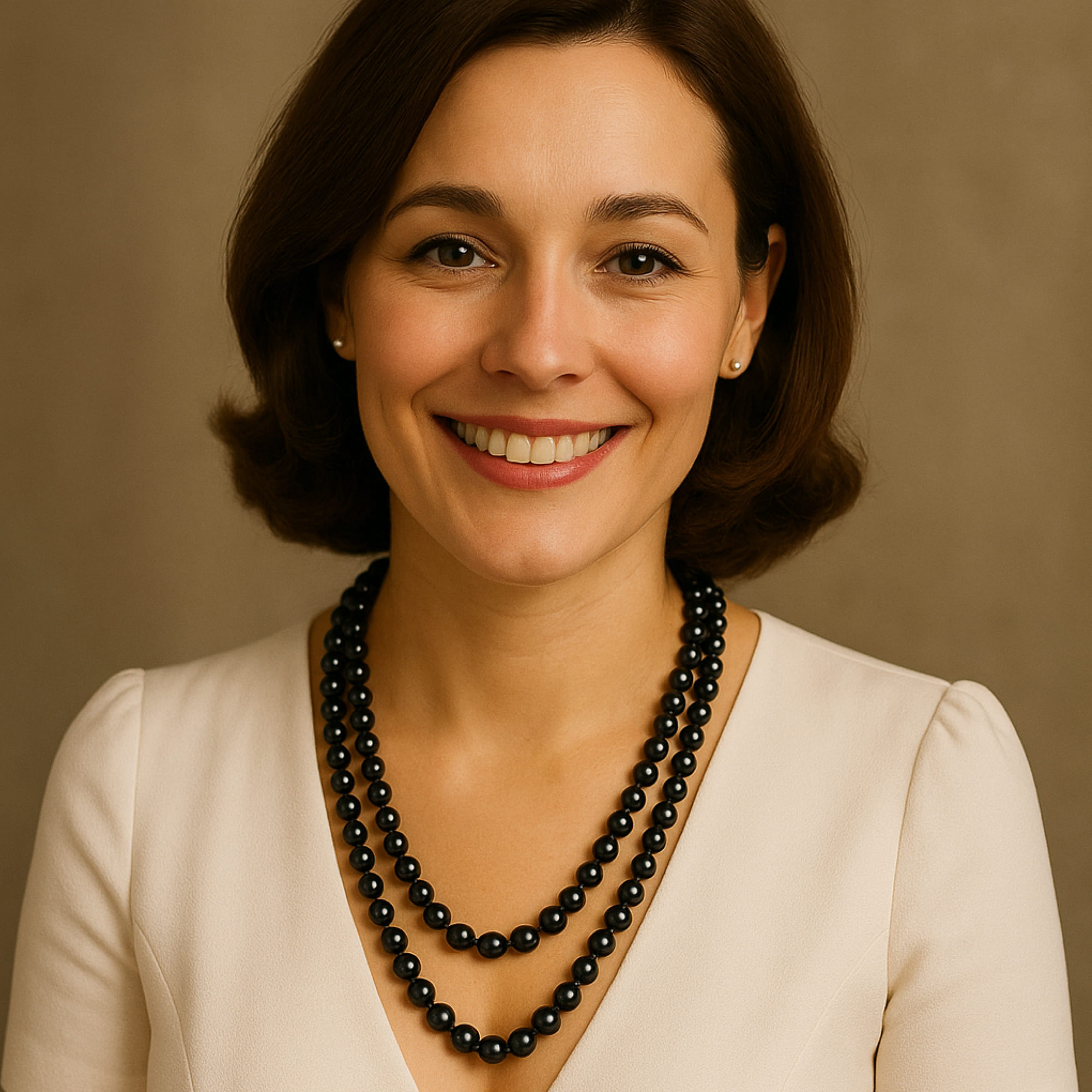 Colier Lung Perle Naturale Negre cu Argint 925 Portret